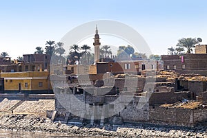 Village on the banks of the River Nile in Egypt