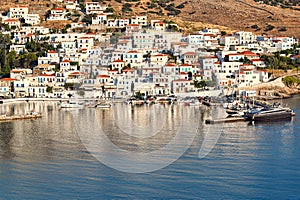 The village of Batsi in Andros, Greece