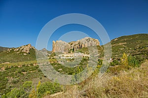 Village below Aguero Mountains, wide angle