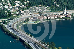 The village of Bissone on lake Lugano