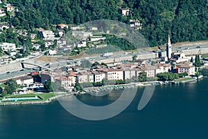 The village of Bissone on lake Lugano