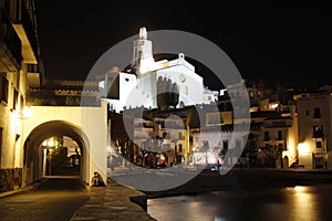 Village of Cadaques at night, Catalonia, Spain