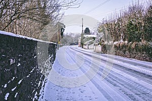 Village of Carrignavar in county Cork, Ireland covered in snow during Storm Emma