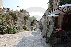 The village center of Saint-Cirq-Lapopie in France