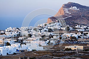 Chora village on Folegandros island photo