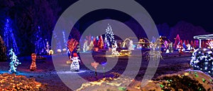 Village in christmas lights, panoramic view photo