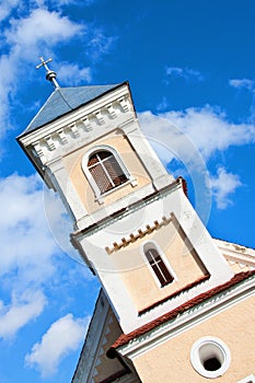 Village church with blue sky photo