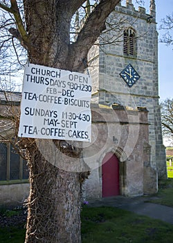 Village church coffee morning sign