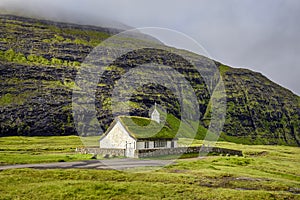 Village church in Saksun, Faroe Islands, Denmark