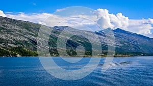 Village on the coast of the Norwegian fjord