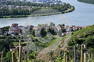 The village of Condrieu on the banks of the RhÃ´ne river