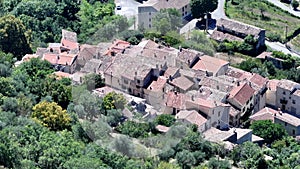 Village of Consegudes in french Alps top view