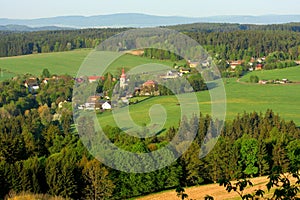 Village in country landscape