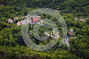 The village of Courmes, Alpes Maritimes, green landscape, view from above