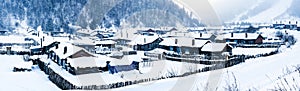 The Village covered with snow in the morning