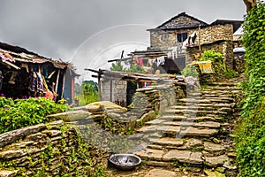 Village of Dhampus in the Himalayas mountains in Nepal photo