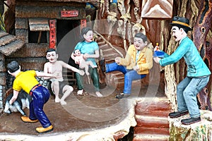 Village diorama at Haw Par Villa, Singapore photo