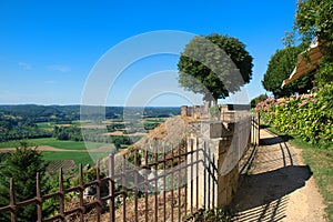 Village Domme with view on Dordogne