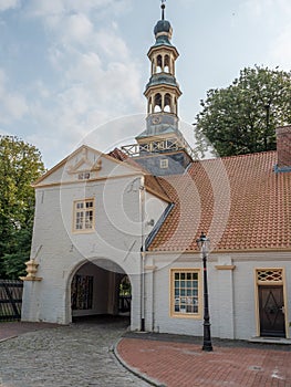 The village of dornum with the small castle