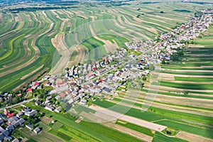 Village from drone. Suloszowa village in Krakow County, Lesser Poland Voivodeship, in southern Poland. Beautiful village with photo