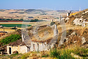 Village with dwellings houses-caves built into rock. Palenzuela