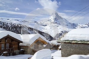 Village Eggen in winter, Zermatt, Switzerland