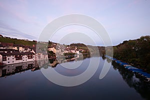 Village Eglisau with river rhine at sunset