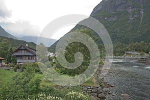 The village of Eidfjord in Norway is a major cruise ship port of call. It is situated at the end of the Eid Fjord, an inner branch