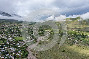 Village of El Mollar in Tucuman Argentina seen from a drone