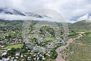 Village of El Mollar in Tucuman Argentina seen from a drone