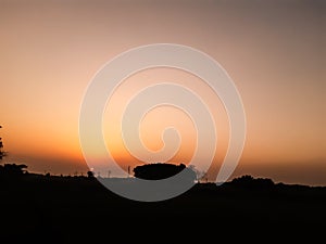 Village environment at the sunset time and beautiful sky