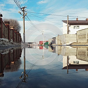 Village esthetic after rain