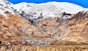 Village at the foot of Mount Kazbek