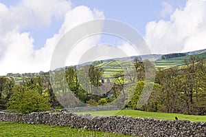 The village of Grassington in the Yorkshire Dales and Linton Falls