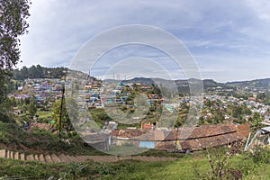 Village in a hill at Nilgiri forest Ooty. Landscape of Ooty Tamil nadu India