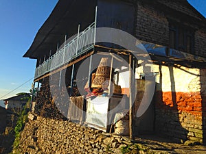 Village in Himalayas Mountains Annapurna trek