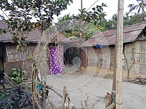Village house made of bamboo and tin sheet