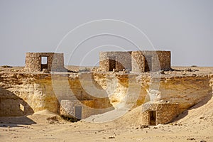 Village house ruins in desert Qatar