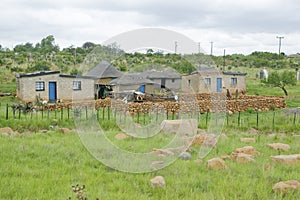 Village houses in countryside of Zululand, South Africa photo