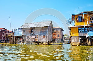 Village houses on Inle Lake, Myanmar