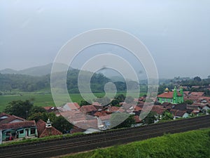 A village and houses view next to the railroads