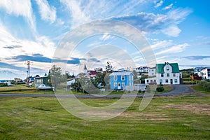 Village of Hrisey in Eyjafjordur in Iceland