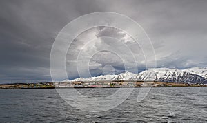 Village of Hrisey island in Iceland