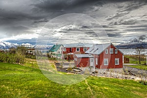 Village of Hrisey island in Iceland