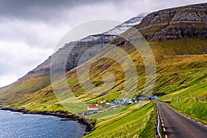 Village of Husar located on the island of Kalsoy in Faroe Islands