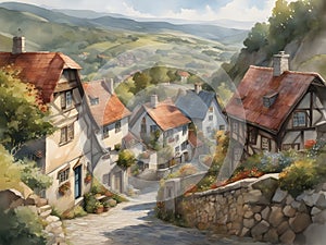 Village Idyll: Watercolor Escape