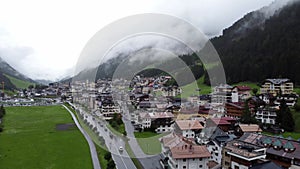 Village of Ischgl in Austria - aerial view
