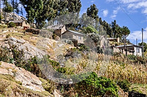 Village on the Isla del Sol on Lake Titicaca in Bolivia