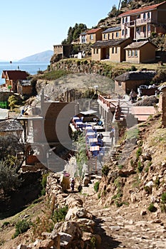 Village on Isla del Sol, Lake Titicaca, Bolivia