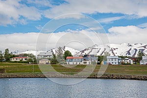 The village on island of Hrisey in Iceland